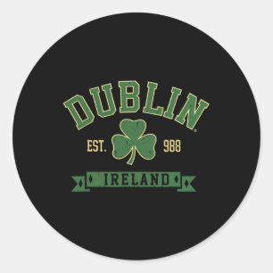 Adesivo Redondo Dublin Irlanda Folha de Trevo Shamrock Dia de São