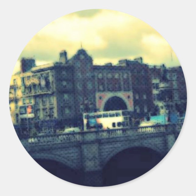 Adesivo Redondo Dublin Pop Art (Frente)