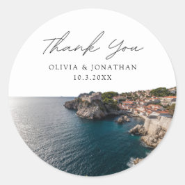 Adesivo Redondo Dubrovnik Wedding Favor Foto Obrigado