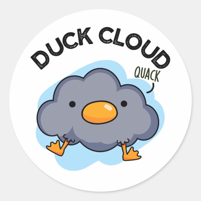 Adesivo Redondo Duck Cloud Funny Weather Pun (Frente)