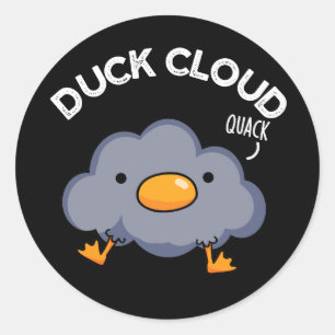 Adesivo Redondo Duck Cloud Funny Weather Pun Dark BG