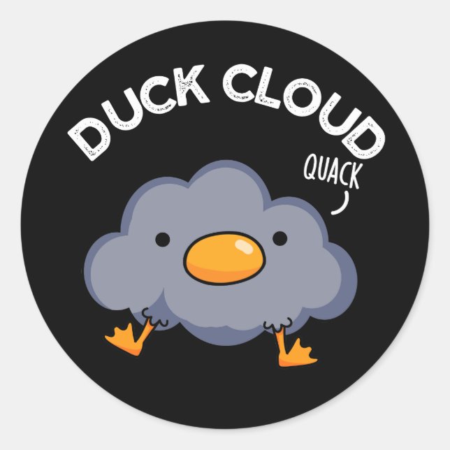 Adesivo Redondo Duck Cloud Funny Weather Pun Dark BG (Frente)