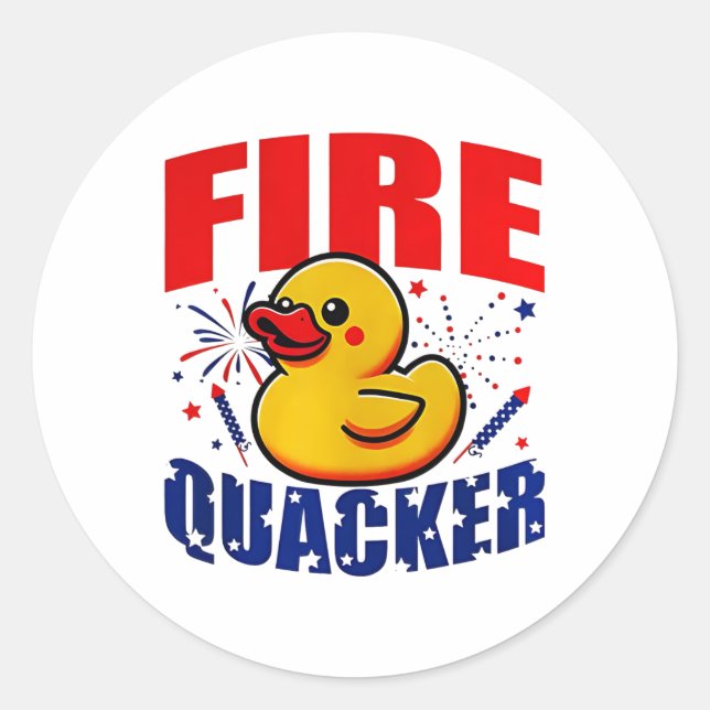 Adesivo Redondo Duck Firequacker Patriótico Independência Engraçad (Frente)