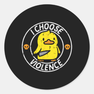 Adesivo Redondo Duck Knife Eu Escolho Uma Piada Engraçada Humor Ga