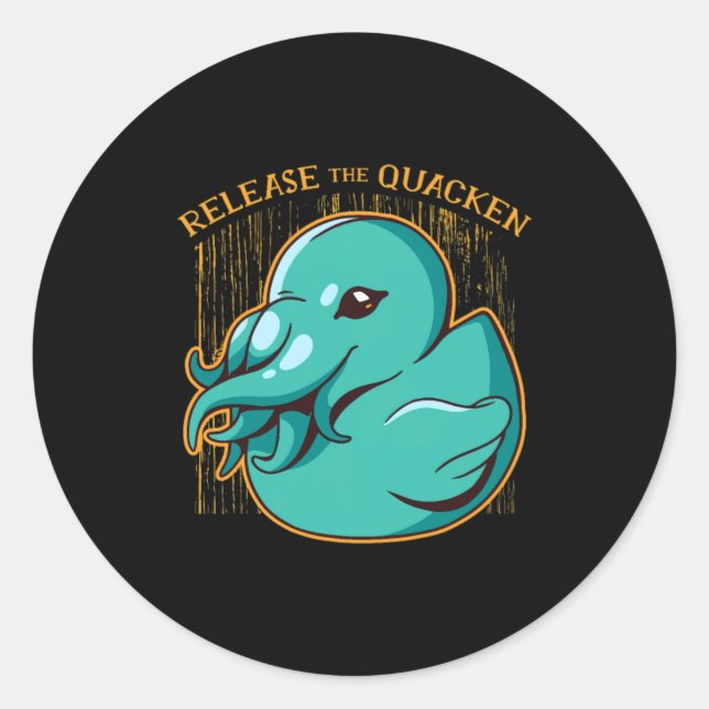 Adesivo Redondo Duck Kraken Release The Quacken Funny Rubber Boxer (Frente)