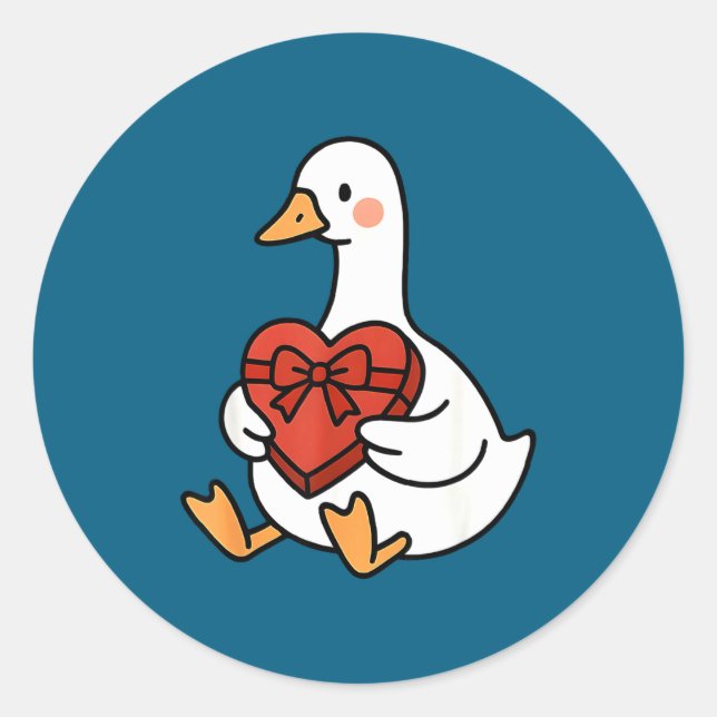 Adesivo Redondo Duck Preppy Silly Just Goose Valentine Love Joke (Frente)