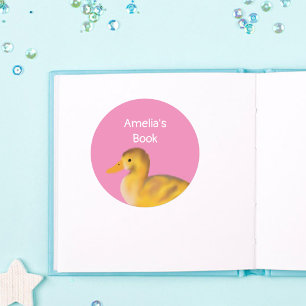 Adesivo Redondo Duckling Personalizado Este livro pertence a