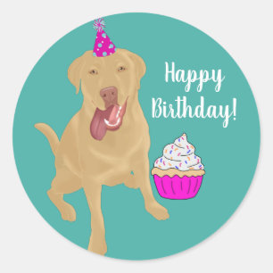 Adesivo Redondo Dudley Labrador Birthday ClassRound Sticker