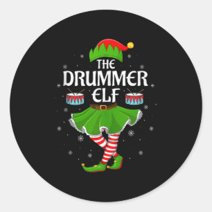 Adesivo Redondo Duende Bateria Natal Família Garotas Mulheres Equi