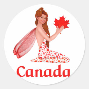 Adesivo Redondo Duende canadense com folha de bordo