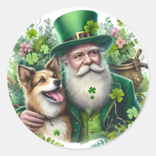 Adesivo Redondo Duende Com Cachorro (Frente)