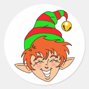 Adesivo Redondo Duende de sorriso do Natal