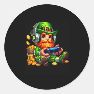 Adesivo Redondo Duende de Video Game Dia de São Patrício Gamer Cri