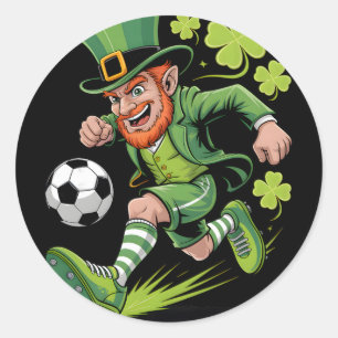 Adesivo Redondo Duende do Futebol Irlandês Dia de São Patrício Div