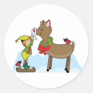 Adesivo Redondo Duende e Rudolf
