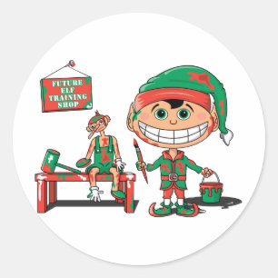 Adesivo Redondo Duende futuro de Christma no treinamento