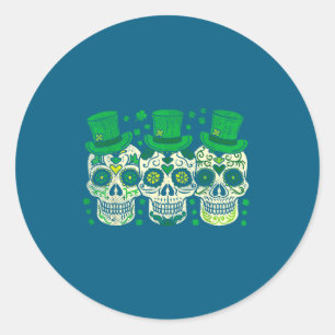 Adesivo Redondo Duendes de Açúcar Irlandeses Mexicanos Caveira Leg