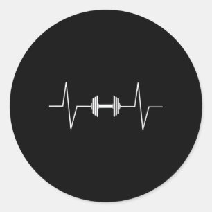 Adesivo Redondo Dumbbell Heartbeat Ekg Pulse Tee Gif
