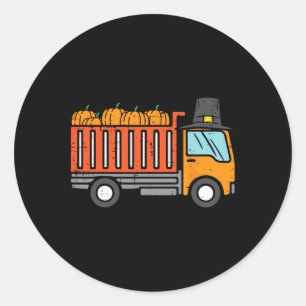 Adesivo Redondo Dump Truck Pumpkin outono outono outono