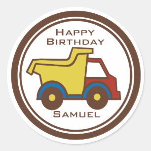 Adesivo Redondo Dumpcaminhão de diversão de construção