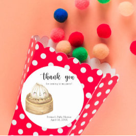 Adesivo Redondo Dumpling de aquarela - obrigado baby shower