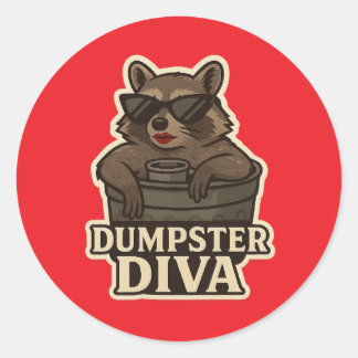 Adesivo Redondo Dumpster Diva – Funny Raccoon Meme Sticker