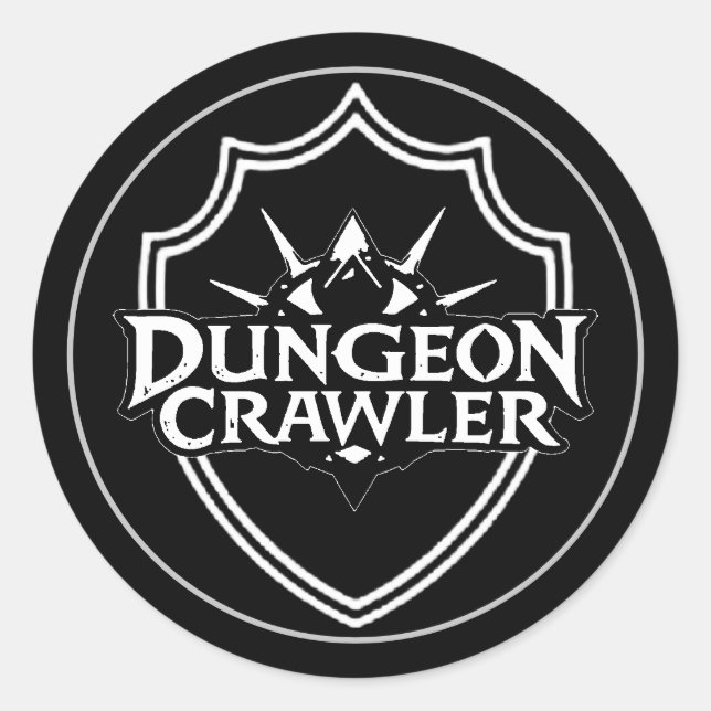 Adesivo Redondo Dungeon Crawler Preto e Branco (Frente)