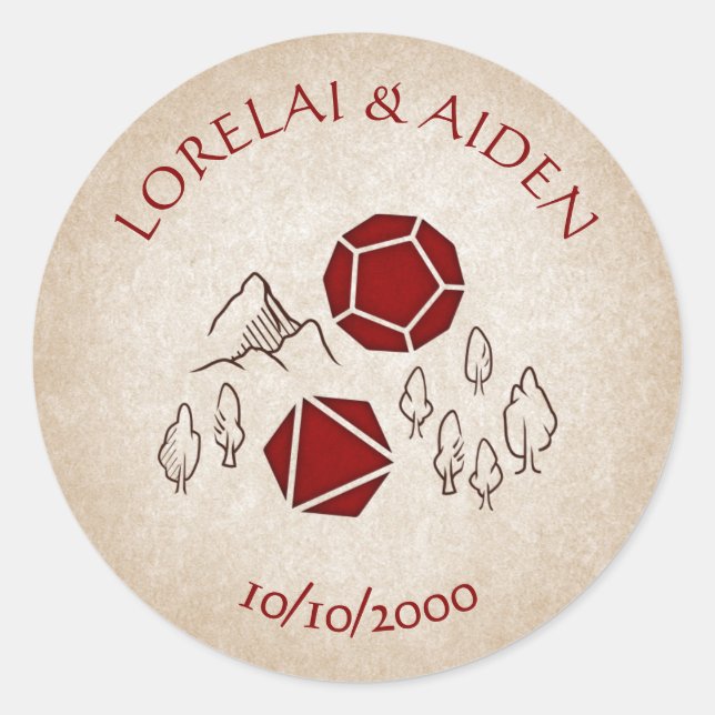 Adesivo Redondo Dungeon Map RPG Gamer Wedding (Frente)