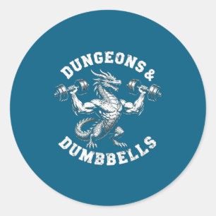 Adesivo Redondo Dungeons Halteres Academia Treino Fantasia
