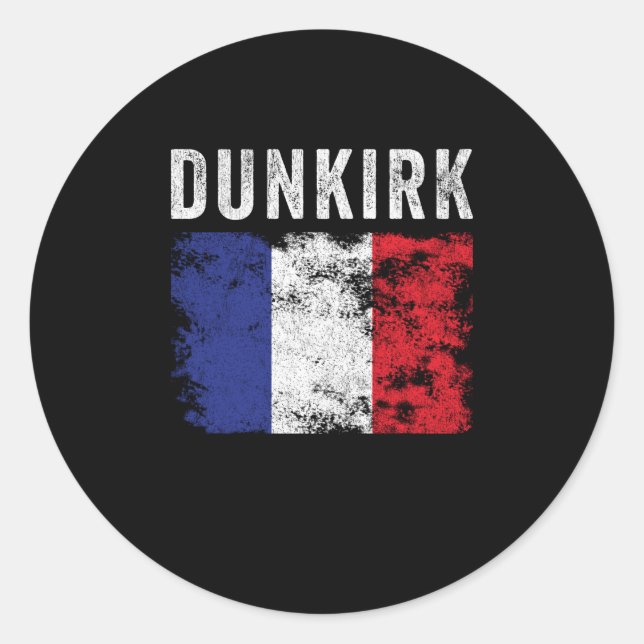 Adesivo Redondo Dunkirk França Flag French Souvenir (Frente)