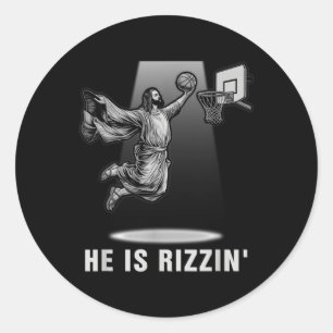 Adesivo Redondo Dunquerque Jesus, Ele É Rizzin, Páscoa de basquete