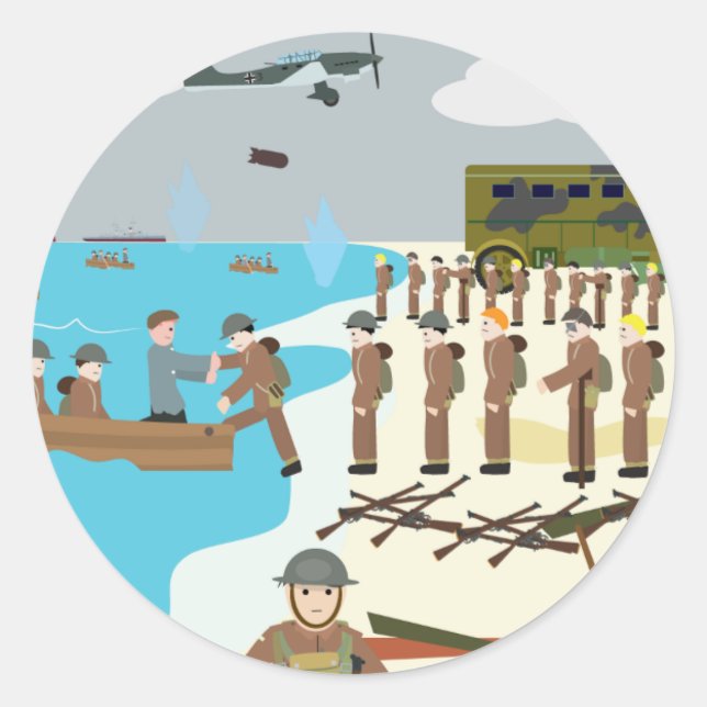 Adesivo Redondo Dunquerque WWII (História Simples) (Frente)