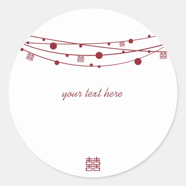 Adesivo Redondo Dupla Felicidade Lanternas de Casamento (Frente)