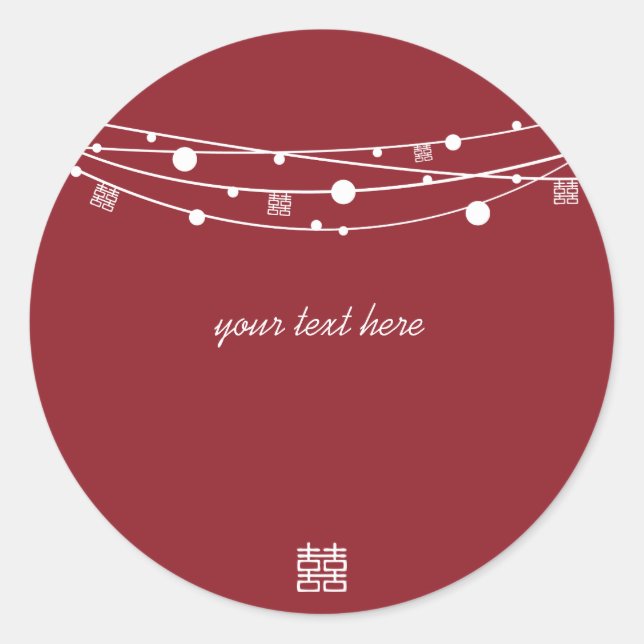 Adesivo Redondo Dupla Felicidade Lanternas de Casamento (Frente)