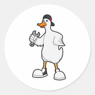 Adesivo Redondo Duque como artesão com ferramenta e Boné