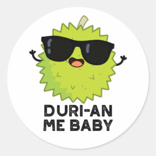 Adesivo Redondo Duri-an Me Baby Cute Durian Fruta Pun