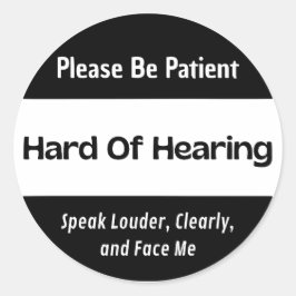 Adesivo Redondo Duro De Ouvir Vinheta Preta Clássica