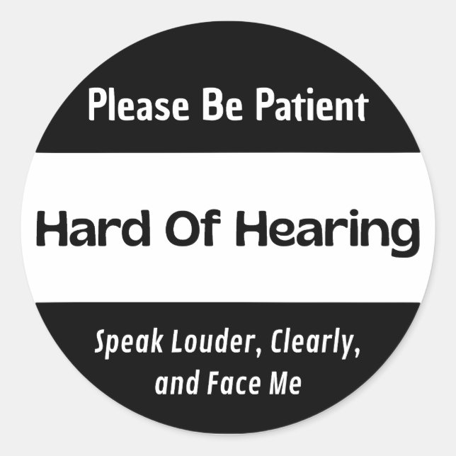 Adesivo Redondo Duro De Ouvir Vinheta Preta Clássica (Frente)