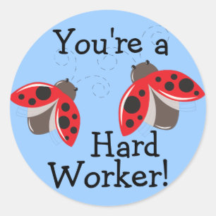 Adesivo Redondo Duro Worker Reward Stickers - Ladybugs