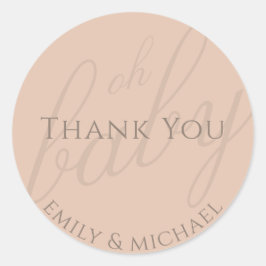 Adesivo Redondo Dusky Pink Obrigado Chá de fraldas Moderno