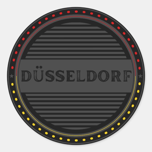 Adesivo Redondo Düsseldorf City Pride Emblem – German Identity (Frente)