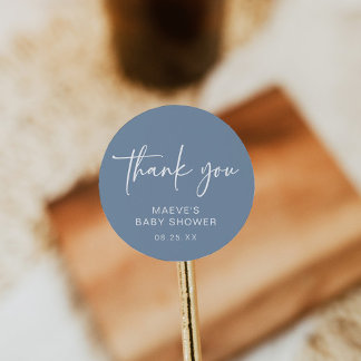 Adesivo Redondo Dusty Blue Chá de fraldas Round Sticker Moderno