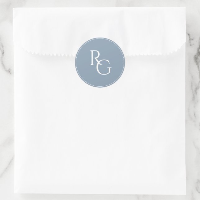 Adesivo Redondo Dusty Blue | Chci Simple Initials  (Bolsa)