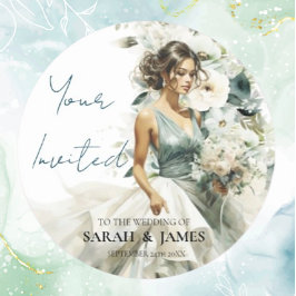 Adesivo Redondo Dusty Blue Eucalyptus Greenery Casamento