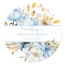 Dusty Blue Floral Dourado Casamento