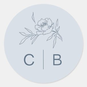 Adesivo Redondo Dusty Blue Floral Wedker Sticker