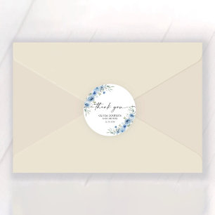 Adesivo Redondo Dusty Blue Ivory Baby Shower Classic Round Sticker