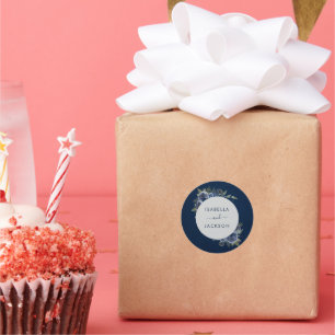 Adesivo Redondo Dusty Blue Marinho Champagne Casamento de Marfim