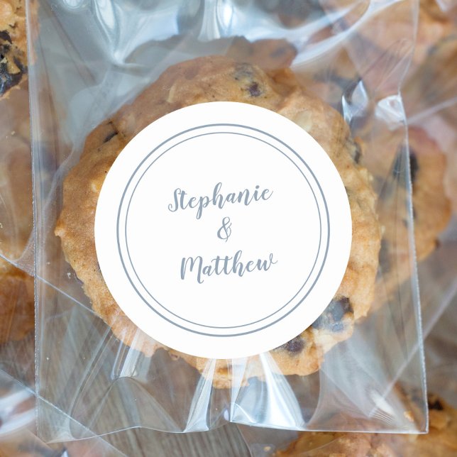 Adesivo Redondo Dusty Blue Minimalist Wedding Node Groom Favor (Criador carregado)