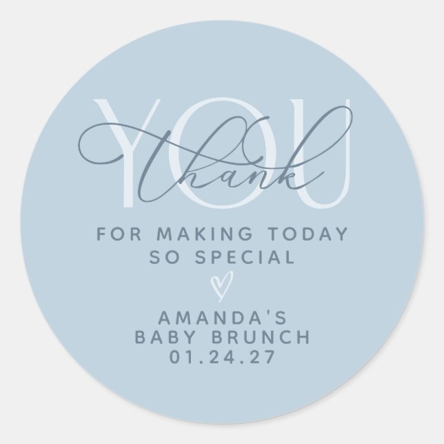 Adesivo Redondo Dusty Blue Obrigado (Frente)